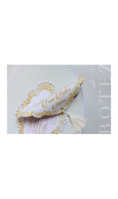 Trusou de botez de lux cu gold si verde menta si motive baroc Luxury 12